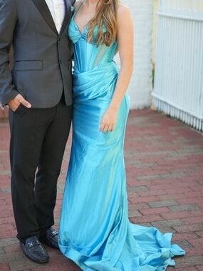 Aqua Blue Prom Dress with Corset Size 0